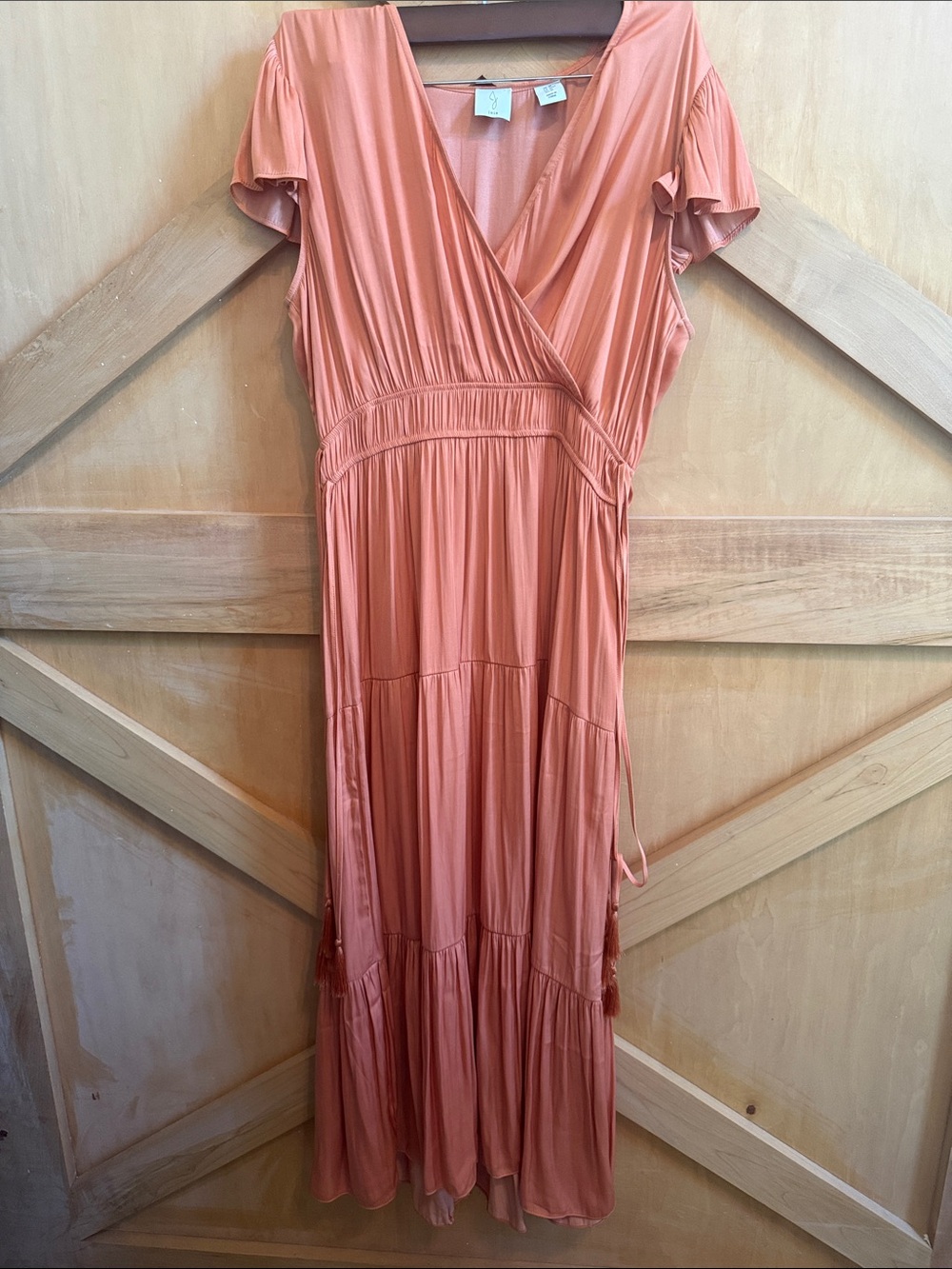 Wrap-Style Maxi Dress in Coral